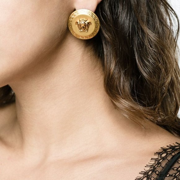 NEW Versace Large Medusa Coin Stud Earrings
